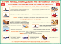 Таблица "Порядок действий при коматозном состоянии пострадавшего" (100х140 сантиметров, винил) - fgospostavki.ru - Сергиев Посад