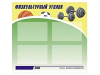 Стенд информационный "Физкультурный уголок" (80х75 сантиметров, 4 кармана, алюминиевый профиль) - fgospostavki.ru - Сергиев Посад