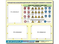 Стенд информационный "Правила техники безопасности в кабинете физики" (75*70, 3 кармана) - fgospostavki.ru - Сергиев Посад