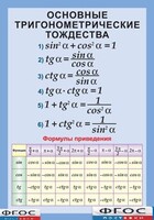 Таблица "Основные тригонометрические тождества. Формулы приведения" (винил) - fgospostavki.ru - Сергиев Посад