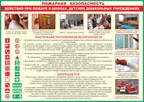 Таблица "Действия при пожаре в школах, детских дошкольных учреждениях" (100х140 сантиметров, винил) - fgospostavki.ru - Сергиев Посад