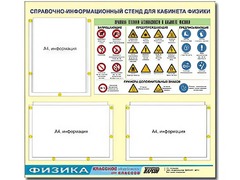 Стенд информационный "Правила техники безопасности в кабинете физики" (75*70, 3 кармана) - fgospostavki.ru - Сергиев Посад