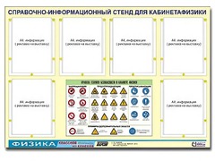 Стенд информационный "Правила техники безопасности в кабинете физики" (80х110, 6 карманов) - fgospostavki.ru - Сергиев Посад
