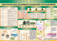 Таблица "Биотические взаимоотношения организмов" (100х140 сантиметров, винил) - fgospostavki.ru - Сергиев Посад