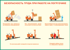 Таблица "Безопасность труда при работе на погрузчике" (100х140 сантиметров, винил) - fgospostavki.ru - Сергиев Посад