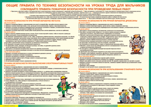Таблица "Правила безопасности на уроках труда для мальчиков" (100х140 сантиметров, винил) - fgospostavki.ru - Сергиев Посад