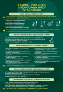 Стенд "Правила выполнения лабораторных работ по биологии" Вариант 1 - fgospostavki.ru - Сергиев Посад