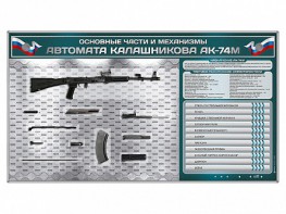 Электрифицированный стенд "Основные части и механизмы автомата Калашникова АК-74М" с полноразмерными, оригинальными макетами деталей и механизмов под стеклом - fgospostavki.ru - Сергиев Посад